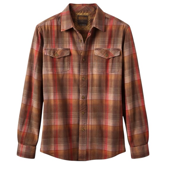 Prana Other - ✨ prAna Plaid Button Down Shirt mens Medium Brown Red Flannel